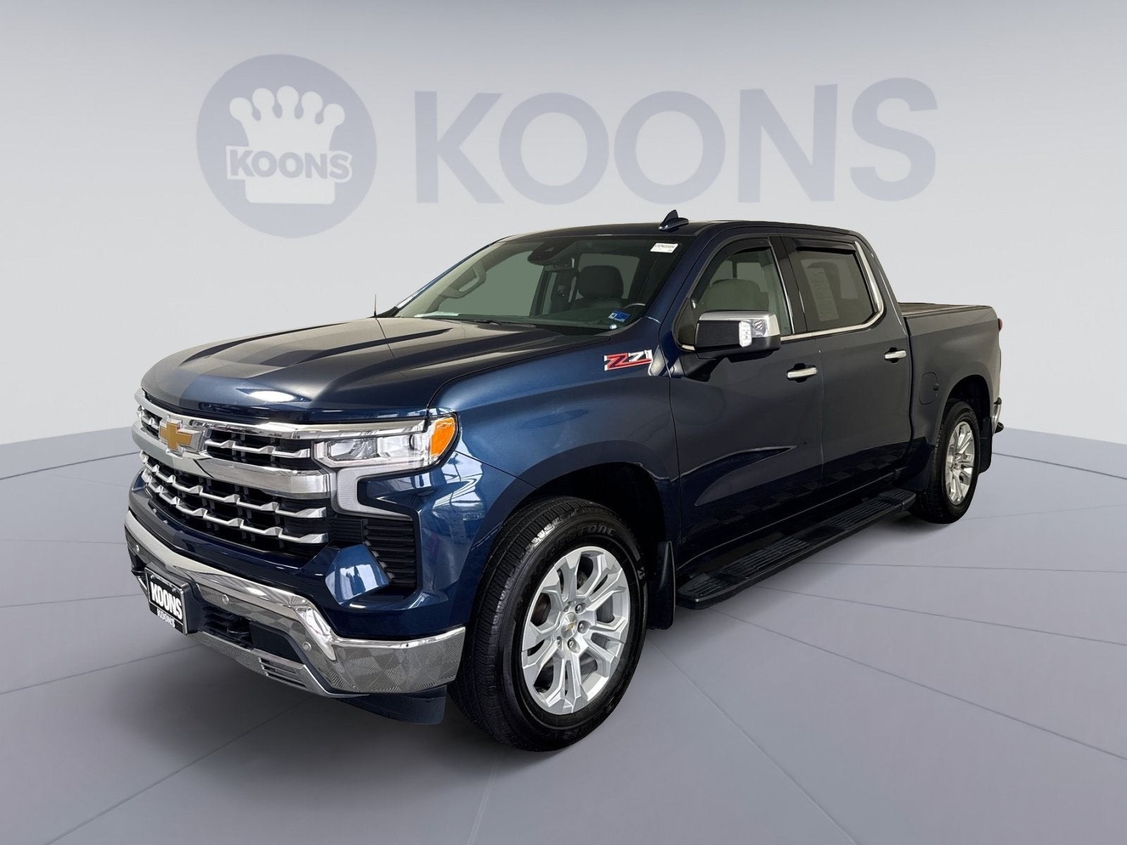 2022 Chevrolet Silverado 1500 LTZ in Northsky Blue Metallic — front three-quarter view